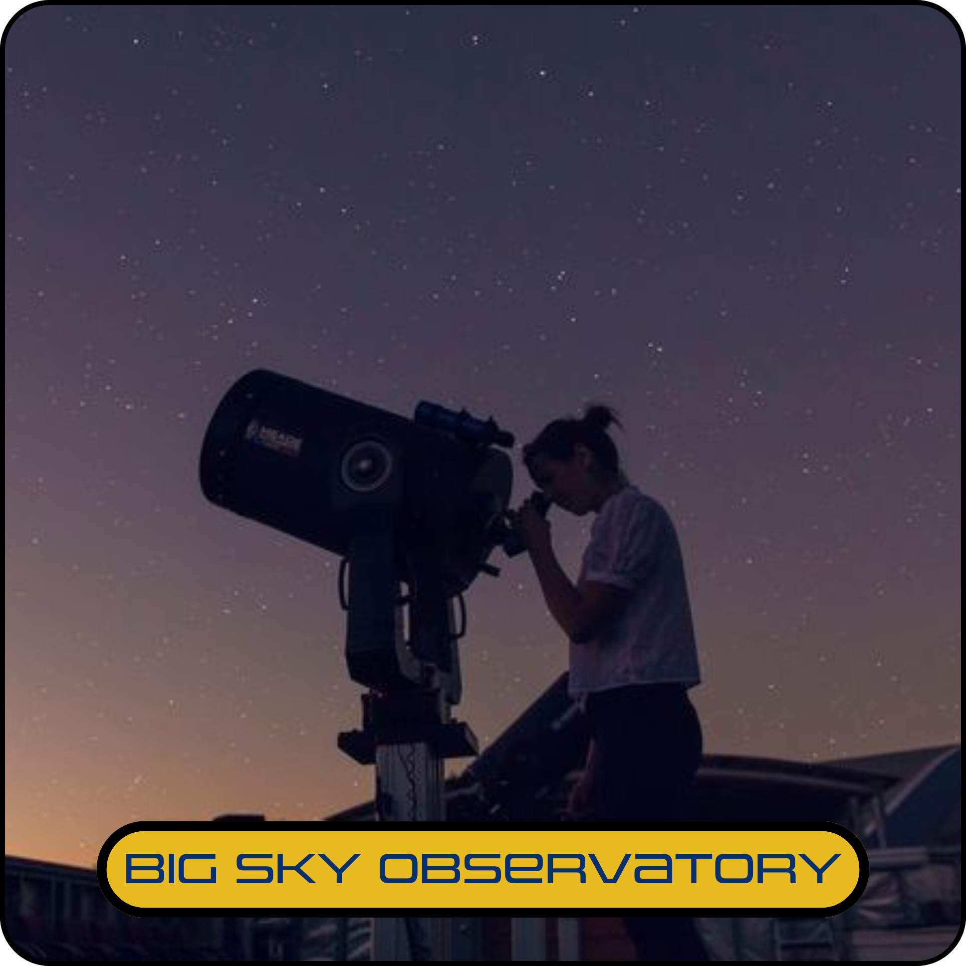 Person looking through telescope at twilght